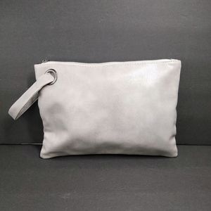 Aladdin Large Grey Vegan Leather MultiPocket Grommet Detail Wristlet Clutch Boho